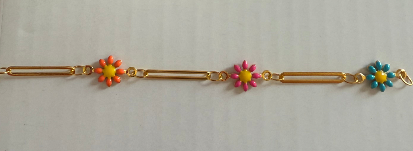 Armband/Kette Gold Blumenmuster