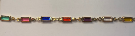 Armband/Kette Gold Steine Bunt